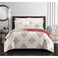 thumbnail image 1 of Ensemble de Courtepointe Bugatti 9 Pièces - Corail&44; Or & Blanc - Taille Reine, 1 of 1