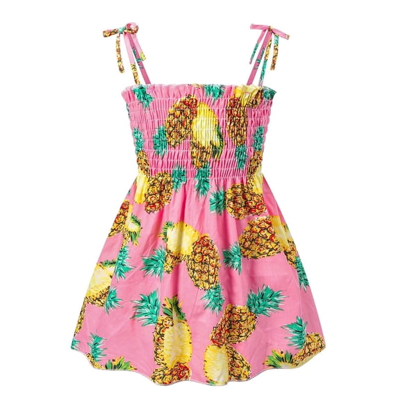 EINCcm Girls Summer Dress, Summer Sleeveless Sling Princess Dresses Graphic Printing Children's Clothing for Toddler Kids Baby Girl, Pink,2-3 Years