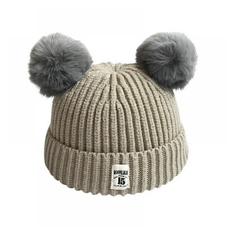 

Baby Boys Girls Hat Winter Knitted Hat Double Pom Beanie Bobble Hat Warm Ski Beanie Hat for 0-36 Months Baby