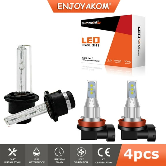4pcs D2S HID Headlight High/Low Beam H11 LED Fog Light Bulbs For Acura RDX SH-AWD Sport 2010 2011 2012
