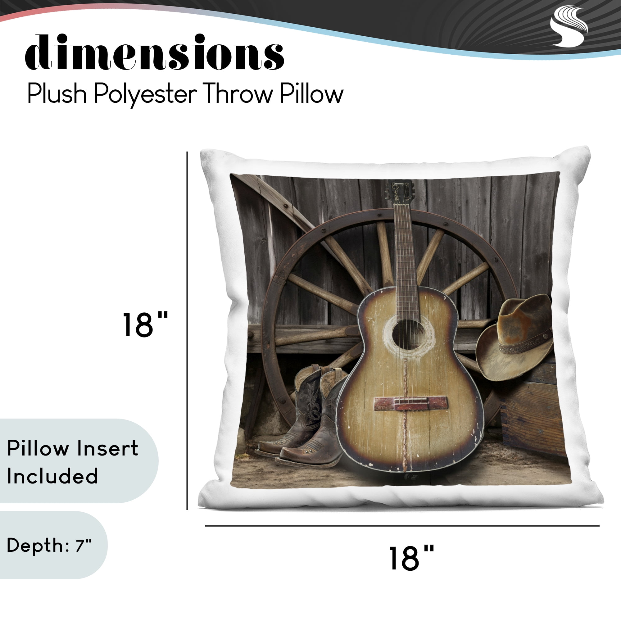 Stupell Industries Old Songs Rustic Guitar Decorative Printed Throw Pillow, design by CAD Designs