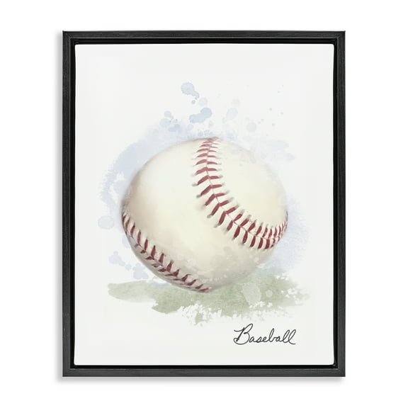 Stupell Industries Soft Pastel Baseball Sports & Sports Teams Painting Black Floater Framed Canvas Art Print Wall Art, 17 x 21