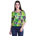 thumbnail image 4 of Moomaya Printed Keyhole Neck Ring Top Casual 3/4th Sleeve Tees Tank Tunic Top, 4 of 6