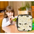 thumbnail image 6 of Insulated Square Lunch Bag with Side Mesh Pocket Fashion Lunch Box Reusable Lunch Tote 10.5" x9.5" x3.5" Cute Bees and Honeycomb Pattern, 6 of 6