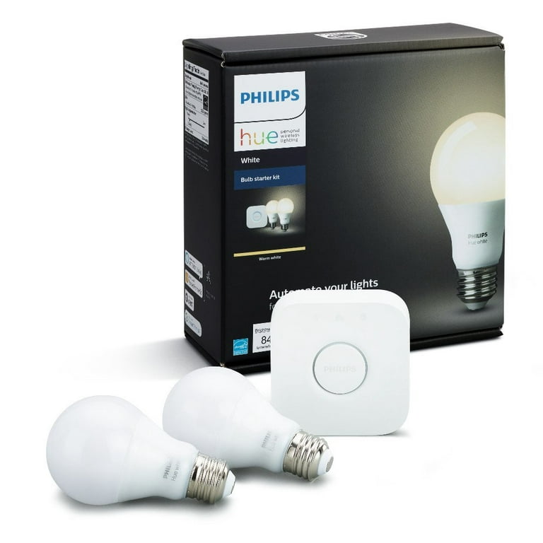 Philips Hue White A19 60W Equivalent Dimmable LED Smart Bulb Starter Kit 2 A19 60W White Bulbs 1 Hub Compatible with Amazon Alexa Apple HomeKit Google Assistant, 2 Pack - Walmart.com