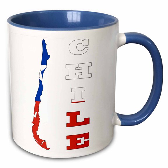 3drose, Chilean Flag in the Map and Letters of Chile, 11oz Two-tone Blue Mug