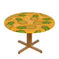 thumbnail image 2 of YFYANG Round Fitted Table Cloth, Waterproof Yellow Cartoon Pineapple Doodle Pattern Polyester Table Cover, Indoor Outdoor Decorative Tablecloths with Elastic Edge, 2 of 7