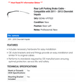 thumbnail image 2 of Rear Left Parking Brake Cable - Compatible with 2011 - 2013 Chevy Impala 2012, 2 of 2