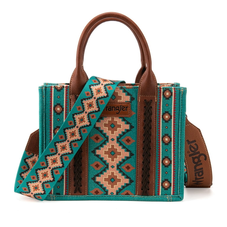 Wrangler Tote Bag Western Purses for Women Shoulder Boho Aztec Handbags,  Angel Denim Jean- S 