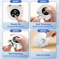 thumbnail image 6 of Moremore 3 In 1 Electric Nail Clippers USB Rechargeable, For Baby Kids and Adult, 360° Rotating Automatic Nail Cutter Trimmer, White, 6 of 9