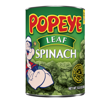 Popeye Leaf Spinach, Canned Vegetables, 13.5 oz Can