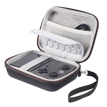 Game Console Bag Scratchproof Storage Box for RG35XX Protector Case with Mesh Pocket Lanyard Travel Carry Pouch