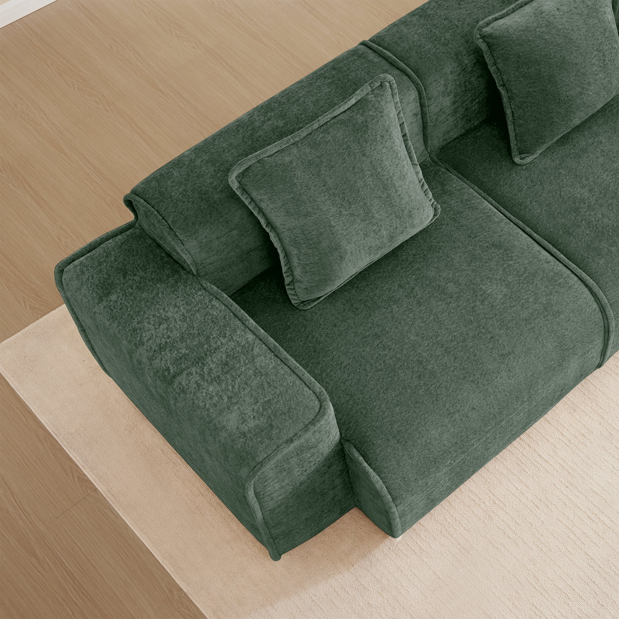 Anpport 78" Modular Sectional Cloud Loveseat Sofa, 2‑Seater Premium Velvet Upholstered Couch with Pillows, No Assembly, for Living Room, Bedroom & Small Apartment, Green