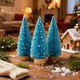 thumbnail image 5 of 9 Pcs Blue Classic Artificial Mini Christmas Tree Sisal Bottle Brush Trees with Wood Base Christmas Pine Trees for Autumn Winter Holiday Home Kitchen Party Decor, 5 of 6
