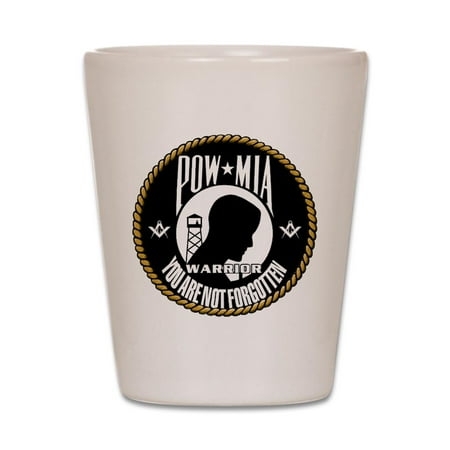 CafePress - POW/MIA Masonic - White Shot Glass, Unique and Funny Shot Glass