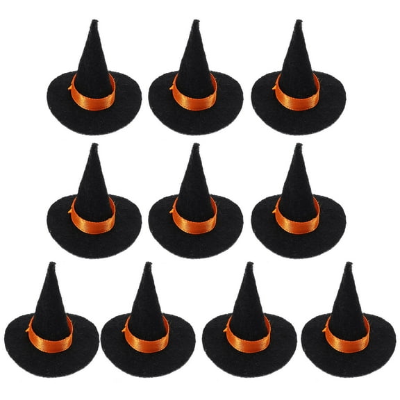 WASHWEPE Tiny Hat Miniature Hats Black Fabric 10Pcs