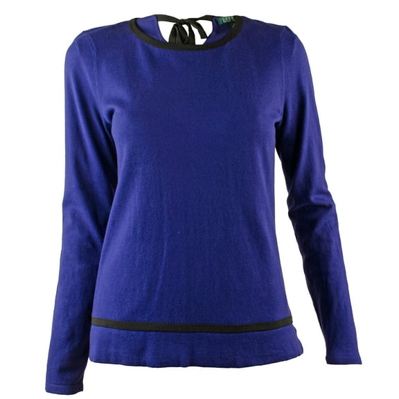 Women's Contrast-Trim Pullover Sweater-LB-L