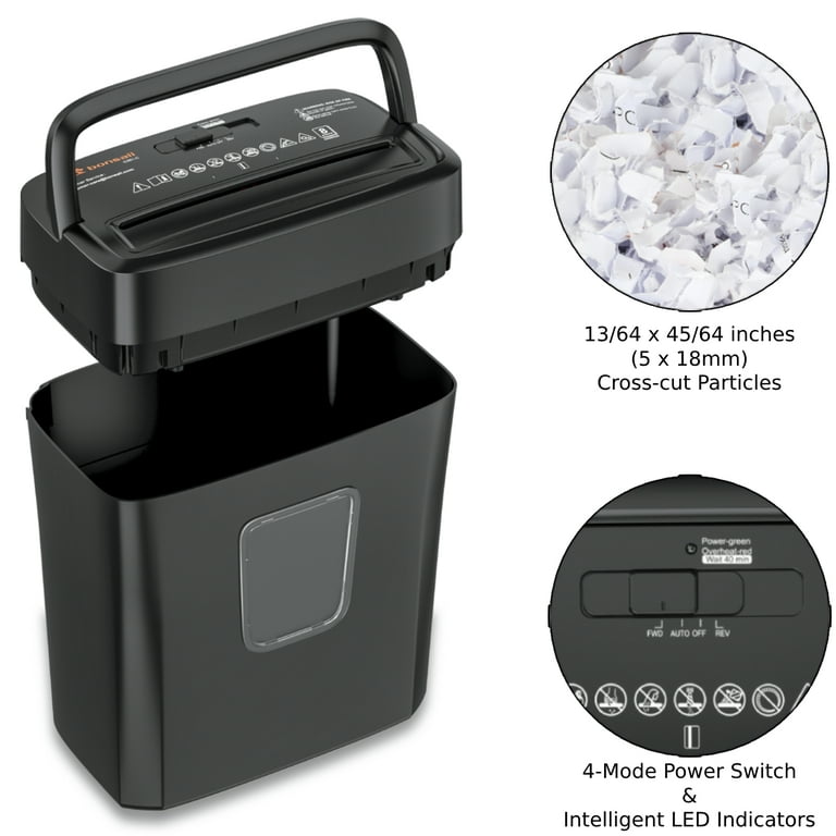   Basics 8 Sheet High Security Micro Cut Shredder with  Pullout Basket, Black : Office Products