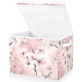 thumbnail image 2 of Pink Beautiful Flowers Large Storage Bins with Linen Collapsible Lid Storage Box 16.7 x 12.6 x 11.8in, 2 of 7