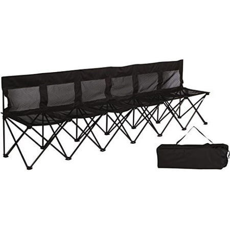 Portable Sports Bench With Mesh Seat and Back - Sits 6 People - By Trademark Innovations