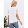 thumbnail image 3 of DARING DIVA Women's Lace Sleeve Blouses V Neck Cutout Short Sleeve Dressy Tops XS White, 3 of 6