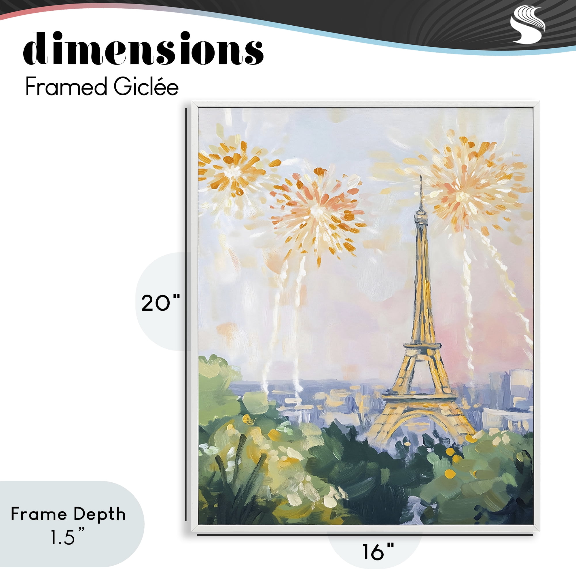 Stupell Industries Fireworks in Paris White Framed Giclee Art, design by The Prints Vibe