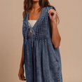 thumbnail image 4 of Womens Denim Jumpsuit Sleeveless Wide Leg Overalls Casual Loose Fit Summer V-Neck Tie Front Jean Romper, XL, 4 of 5