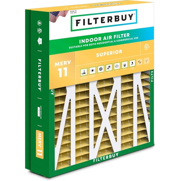 Filterbuy 21x27x5 Air Filter MERV 11 Allergy Defense, Pleated HVAC AC Furnace Filter Replacement for Trane Perfect Fit & American Standard, 1-Pack