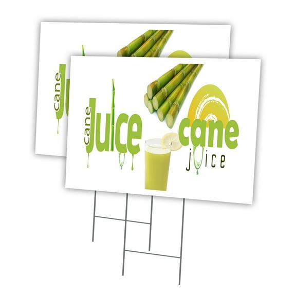 SUGAR CANE JUICE 2 Pack Of 12" x 16" Yard Sign & Stake | Advertise Your Business | Stake Included Image On Front Only | Made in The USA