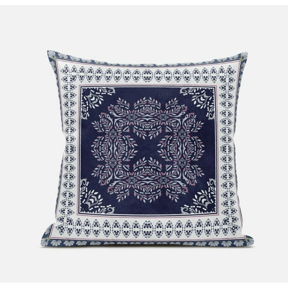 Window Wreath Palace Throw Pillow with Removable Cover in Blue Pink White 20x20