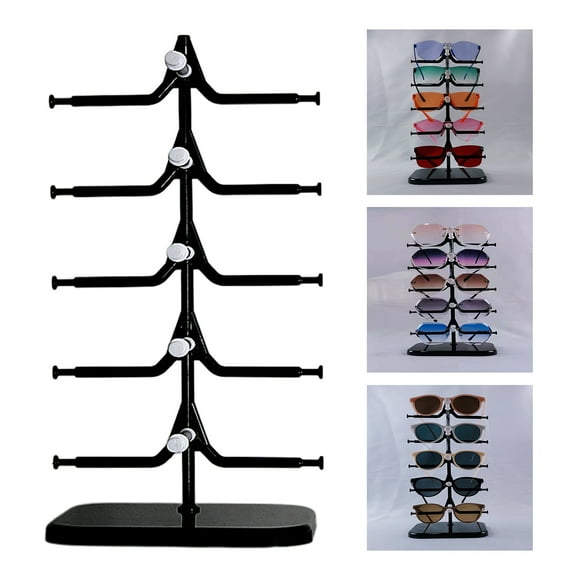 Estante de Anteojos para Exhibir 5 Pares de Anteojos, Soporte de Exhibición de 5 Pares para Exhibir Anteojos de Sol, Estante de Almacenamiento de Ante Blanco negro shamjiam estante para gafas de sol
