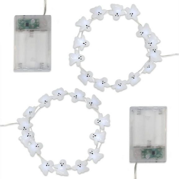 LumaBase Battery Operated LED Mini String Lights with White Lights - Ghost, 2-Pack