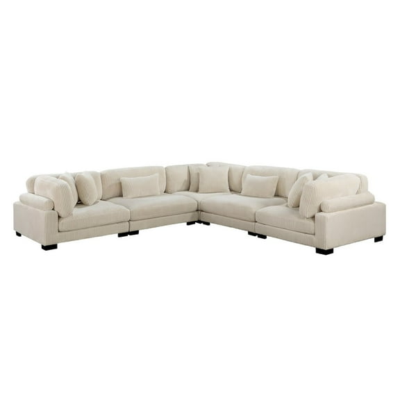 Lexicon Traverse Corduroy 5-Piece Modular Sectional in Beige