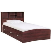 Better Home Products California Wooden Twin Captains Bed in Mahogany