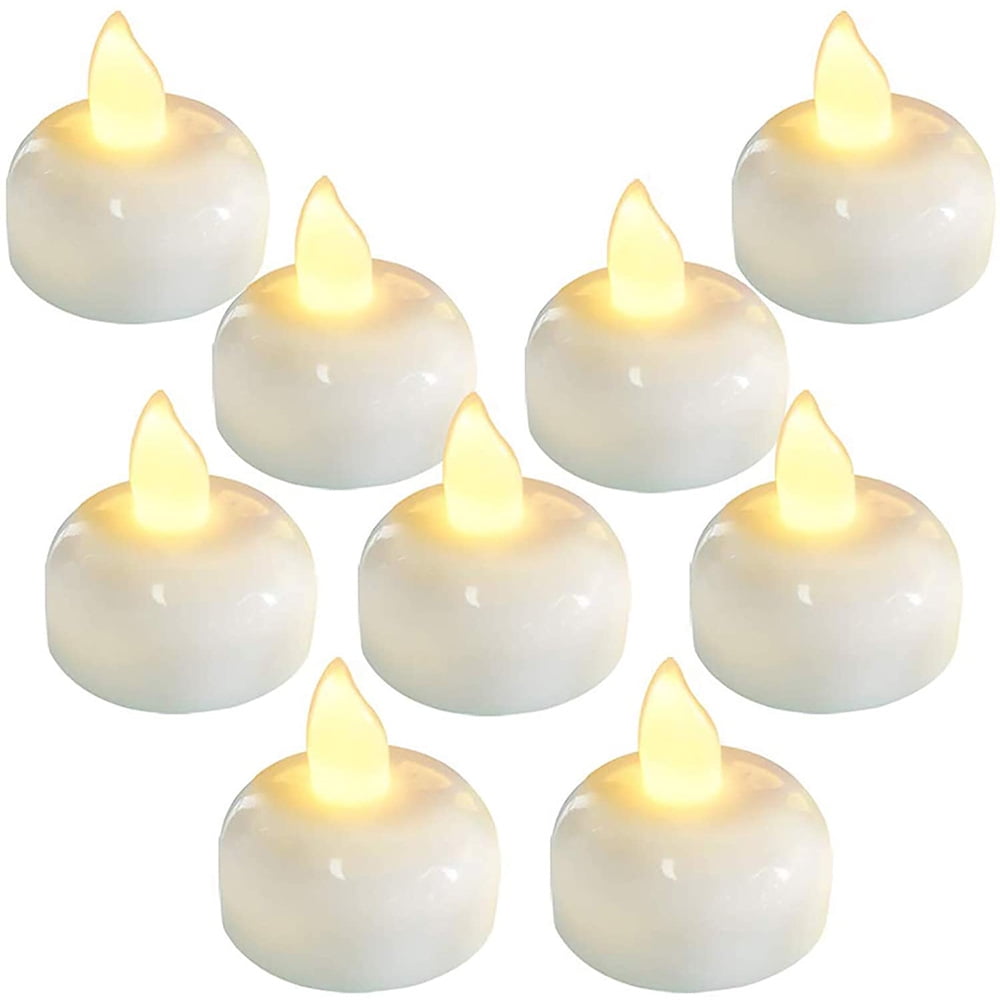 3 Inch Large LED Waxed Floating Candle Flameless Floating Candle Warm White 2pcs 