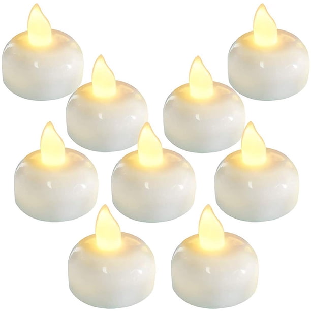 Paquete de 24 velas de té flotantes sin llama impermeables, velas de té LED intermitentes con batería blanca cálida, bodas, fiestas, centros de mesa, piscinas y spas Ormromra HMHZ276
