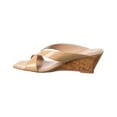 thumbnail image 2 of Stuart Weitzman Miami 50 Leather Wedge Sandal, 6.5, Tan, 2 of 5