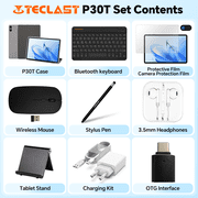 TECLAST P30T Android 16 Tablet 10.1 inch 120Hz Tablet with Keyboard+Mouse+Case, 10 Accessories Set, 16GB RAM+128GB ROM (1TB TF), T610 Octa-core CPU, 5G Wi-Fi/Widevine L1/GPS/6000mAh/BT5.0/GMS/OTG