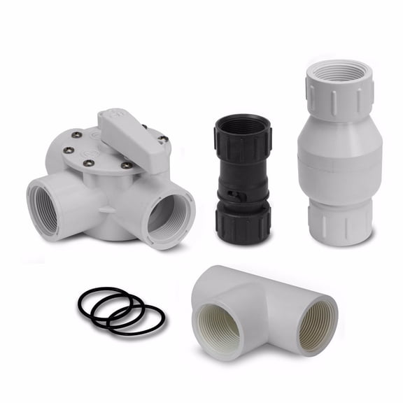 XtremepowerUS Pool Solar Diverter Valve Kit 1.5", 3-Way PVC Water Flow Control Valve with Connectors for Above-Ground Pool Heater Systems