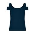 thumbnail image 7 of TKLPEHG Summer Tops for Women V-Neck Cold Shoulder Top Short Sleeve T Shirt Loose Lightweight Casual Comfy Fashion Solid Color Blouses (Navy,XL), 7 of 7