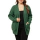 thumbnail image 1 of Suéteres de talla grande para mujeres Agnes Orinda, cárdigans de manga larga con frente abierto y bolsillos 3X verde oscuro, 1 of 5
