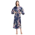 thumbnail image 3 of Kimono de satén de seda para mujer, bata larga para dormir, bata de baño con estampado de pavo real Floral para fiesta, boda, dama de honor, 3 of 3