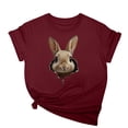thumbnail image 1 of Tops de Cuello Alto para las Mujeres Amante Impreso Camiseta Cuello Redondo Manga Corta, Poliéster Spandex, 1 of 7
