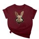 thumbnail image 1 of Tops de Cuello Alto para las Mujeres Amante Impreso Camiseta Cuello Redondo Manga Corta, Poliéster Spandex, 1 of 7