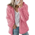 thumbnail image 1 of Chaqueta Ligera y Cálida para Mujer, Grandes, con Capucha y Cremallera, Abrigo de Invierno de Forro , Cárdigan Suave y Afelpado con Bolsillos. Rosa XL, 1 of 6