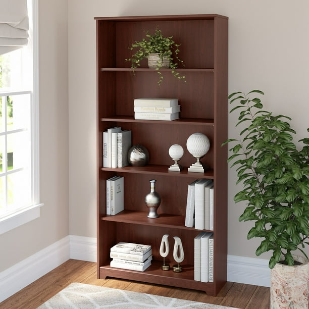 Bush Furniture Cabot 5 Shelf Bookcase in Harvest Cherry