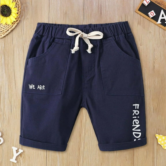 Kids Boys Shorts Loose Fit Casual Letter Print Shorts Boy Summer Clothes Toddler Biker Shorts 6-7 Years Boys Clothes