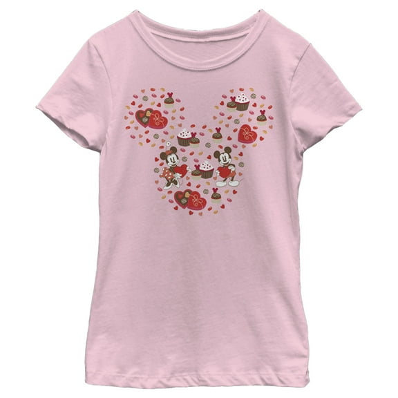 Girl's Mickey & Friends Mickey and Friends Candy Silhouette  Graphic Tee Light Pink Large