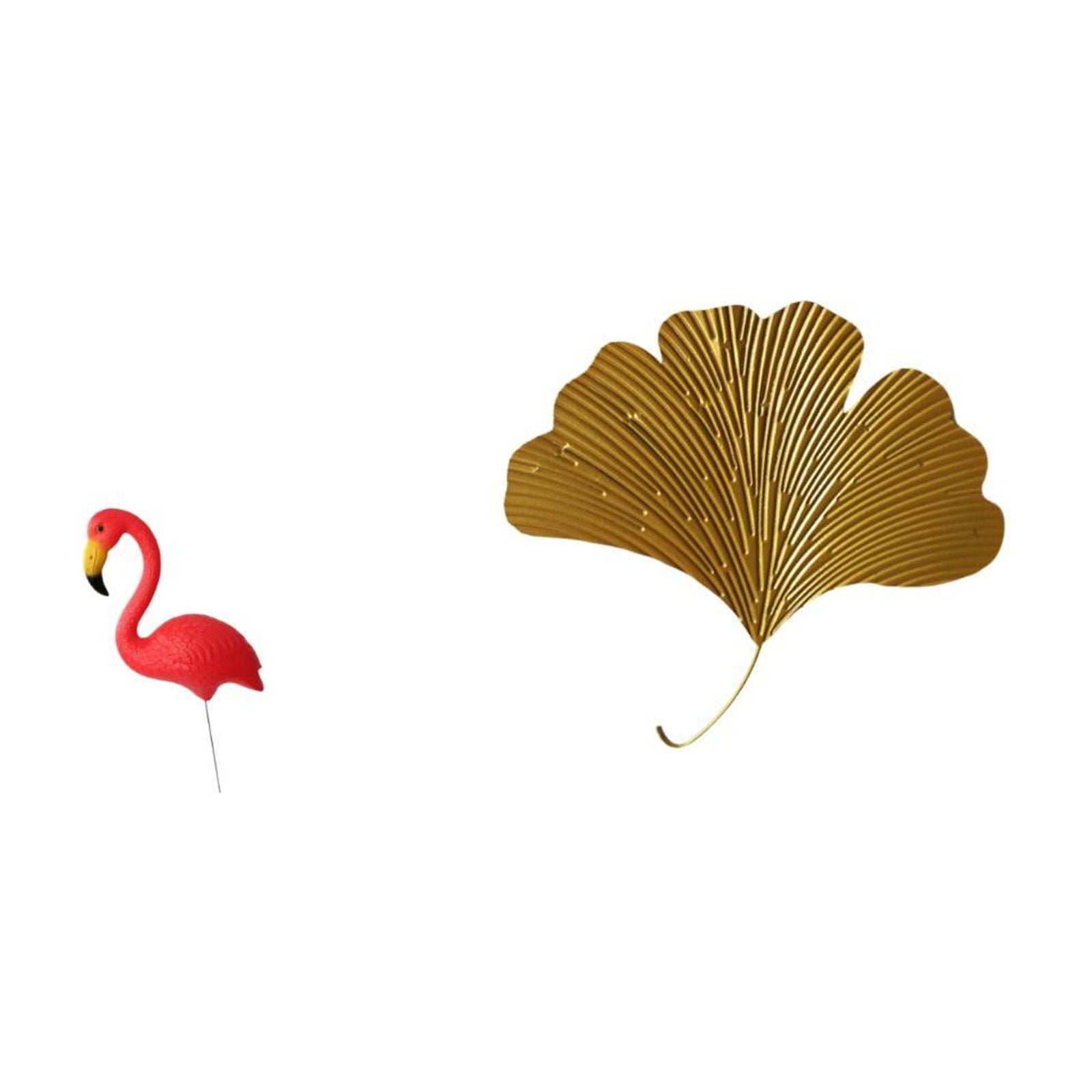 Flamingo Garden Stake Statue Leaf Wall Sculpture Wrought Iron Material for Yard Living Room Office Decor