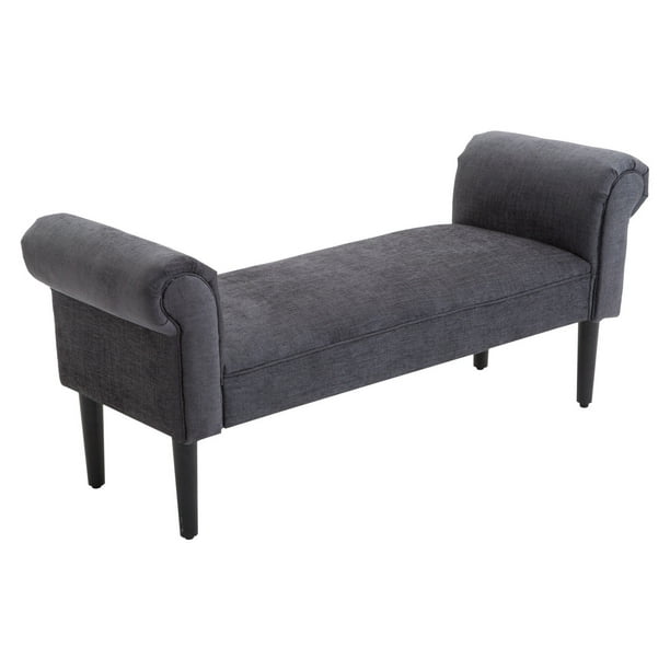 Homcom 52 Linen Upholstered Accent, Bench With Arms Upholstered